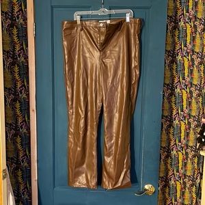 Brown faux leather pants
